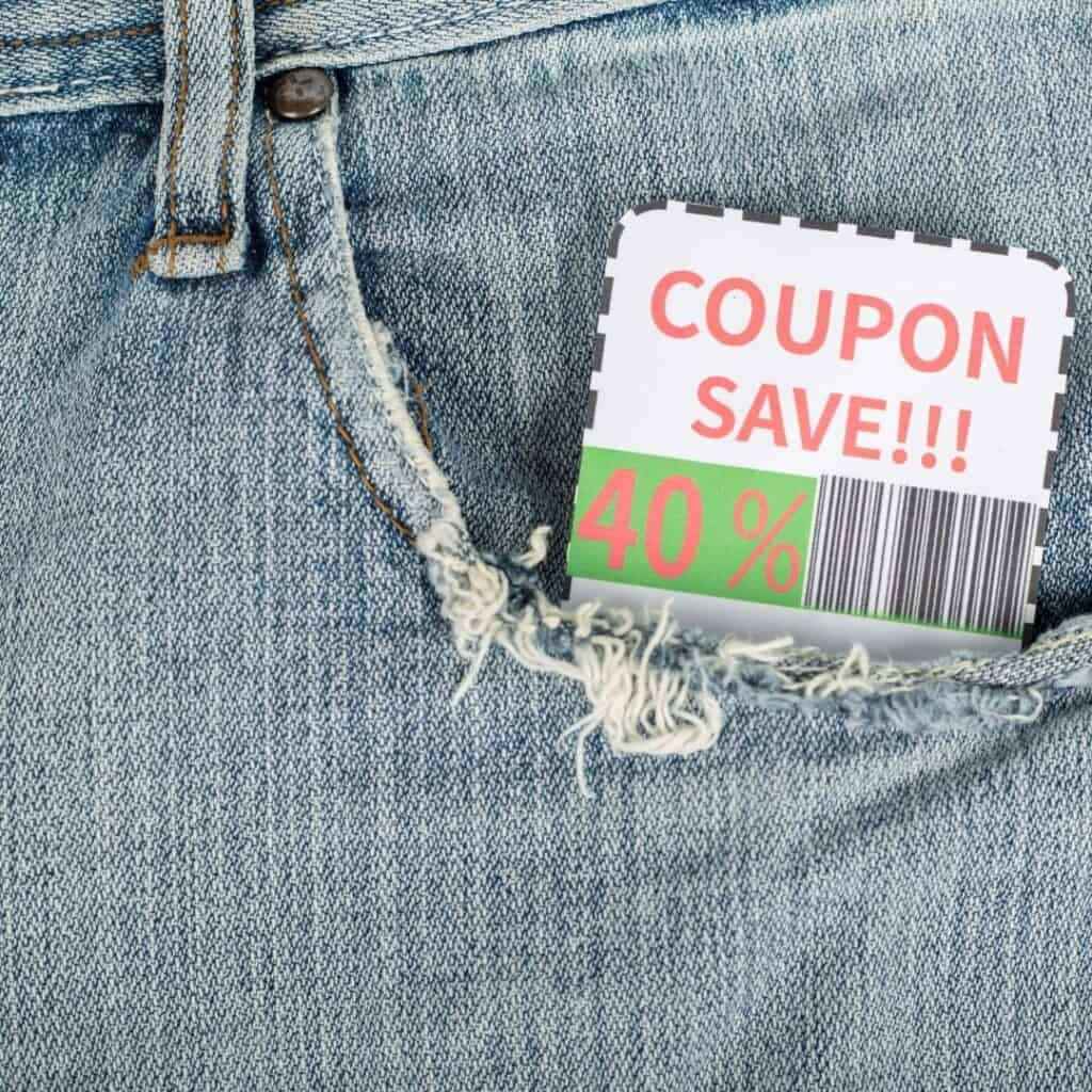 image of coupon in jeans pocket