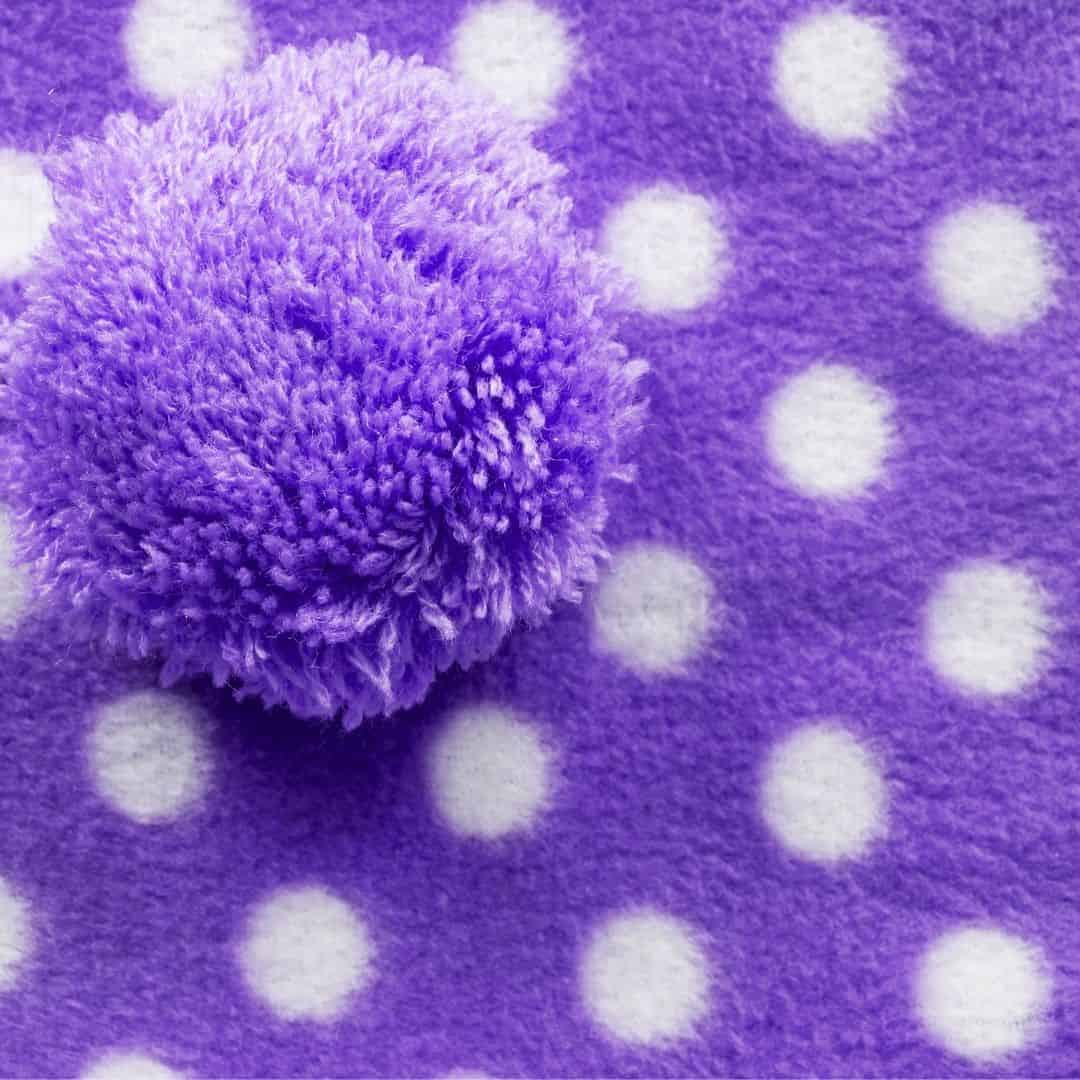 no sew fleece project ideas. image of purple fleece with white polka dots