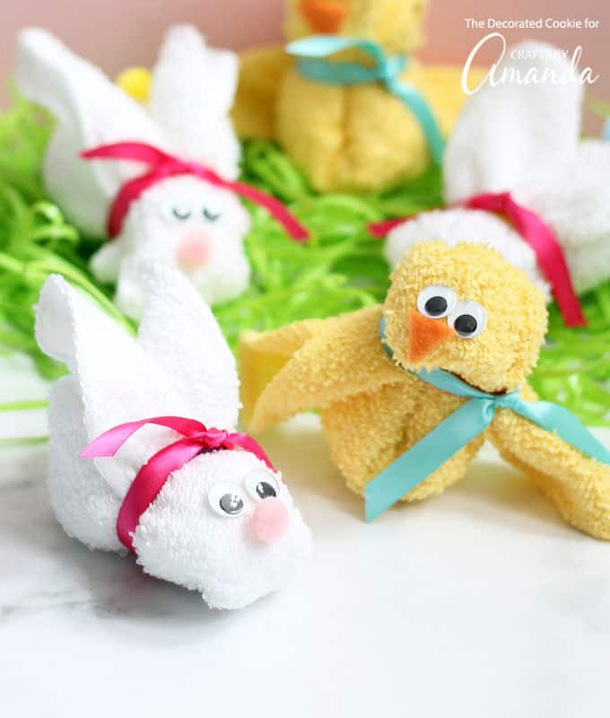 bunny and chick wash cloth 