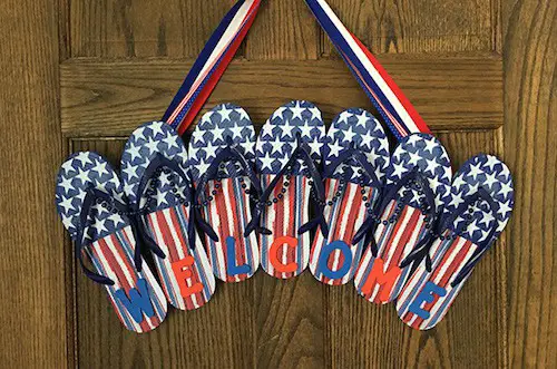 red white and blue flip flop wreath