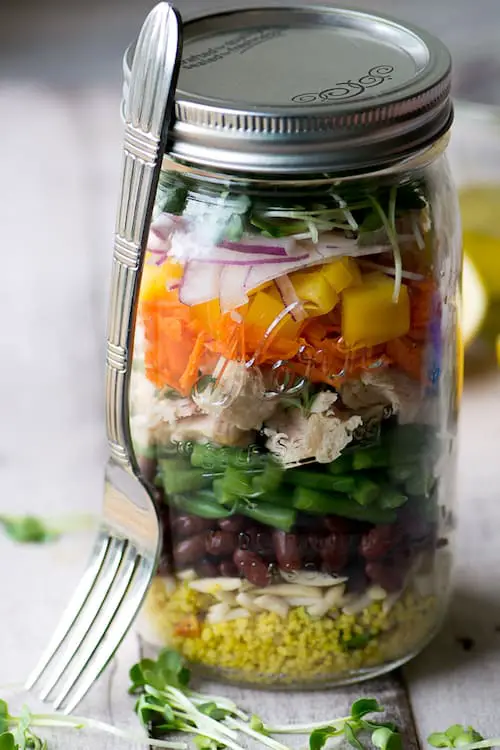 Layered Tuna Salad in Mason Jars 