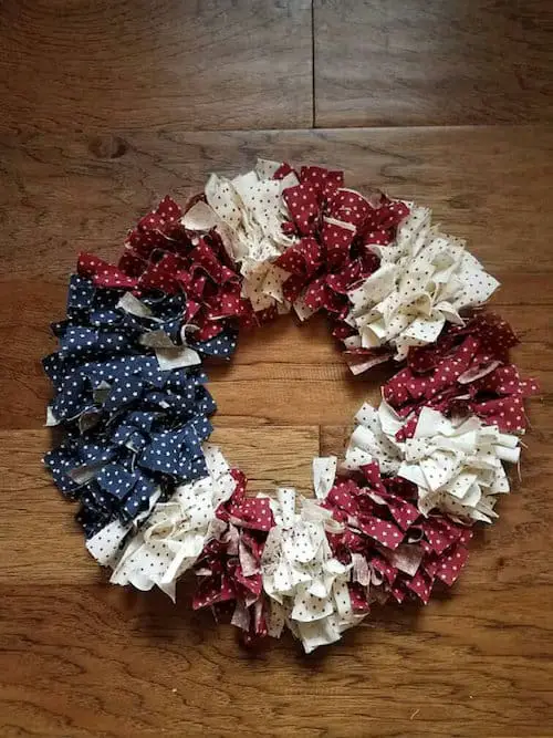 diy american flag rag wreath red white blue