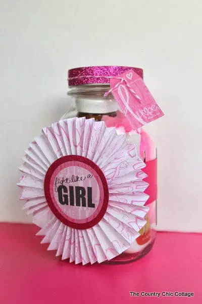 pink ribbon hope in a jar gift 