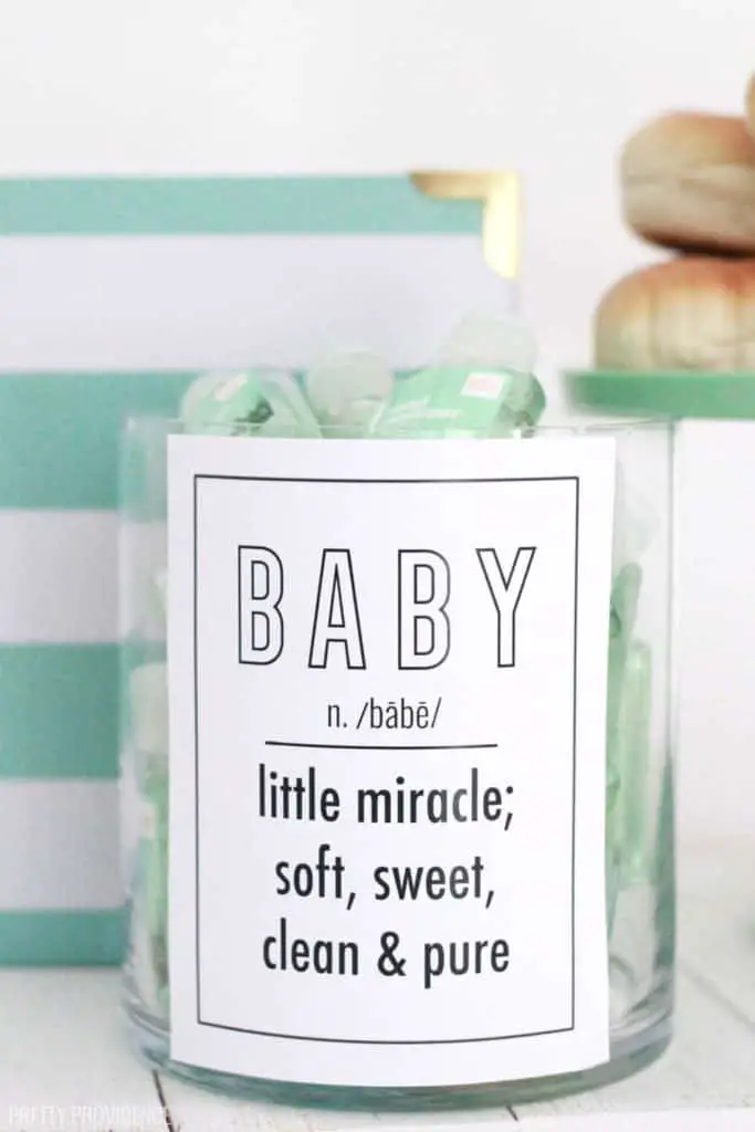 frugal baby shower hand sanitizer favors with free printable
