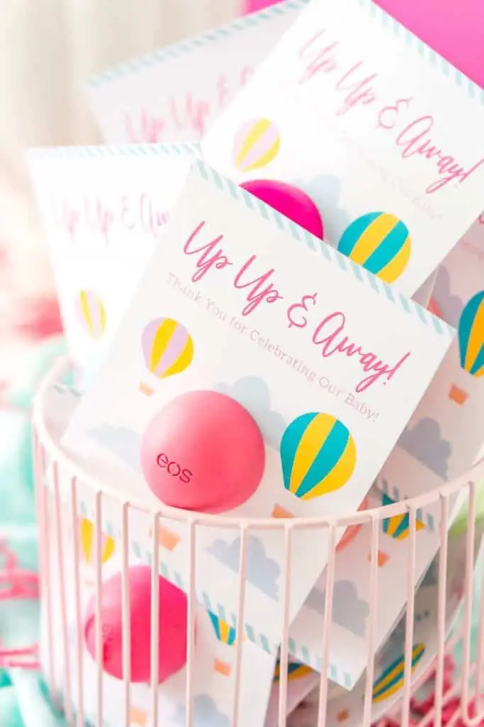 Hot Air Balloon Eos Baby Shower Favor with Free Printable Card