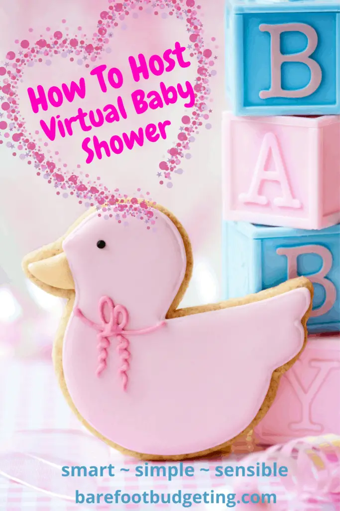 Need virtual baby shower ideas? This post all about how to host a virtual baby shower is for you! Whether you are hosting a virtual baby shower on facebook or zoom this post has great ideas for games, invitations and more!