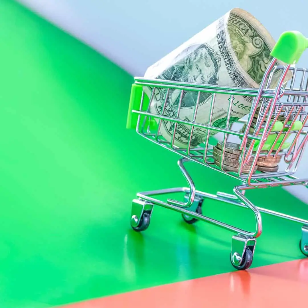 Dollar Tree List Deal or No Deal. image: shopping cart with cash inside